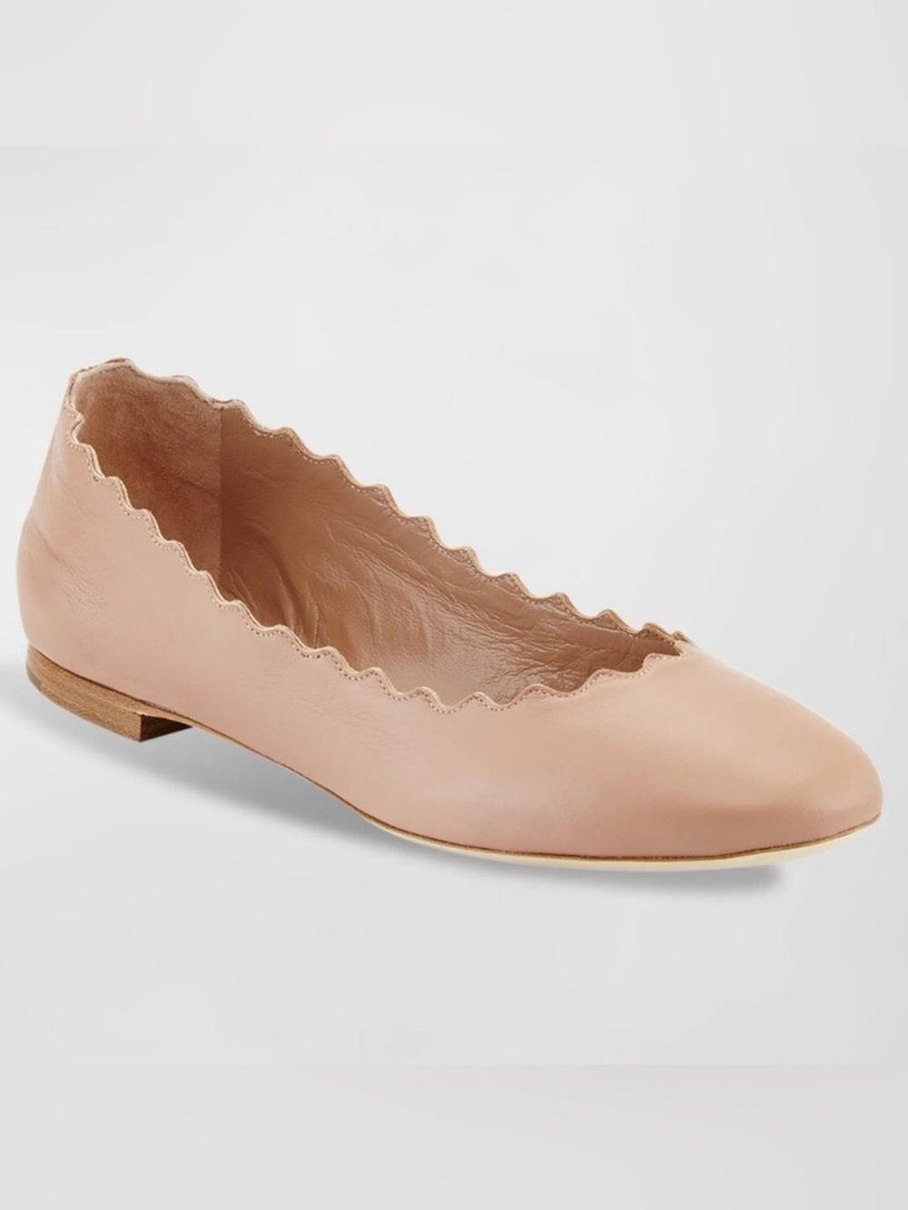 Chloe Lauren Scalloped Leather Ballet Flat